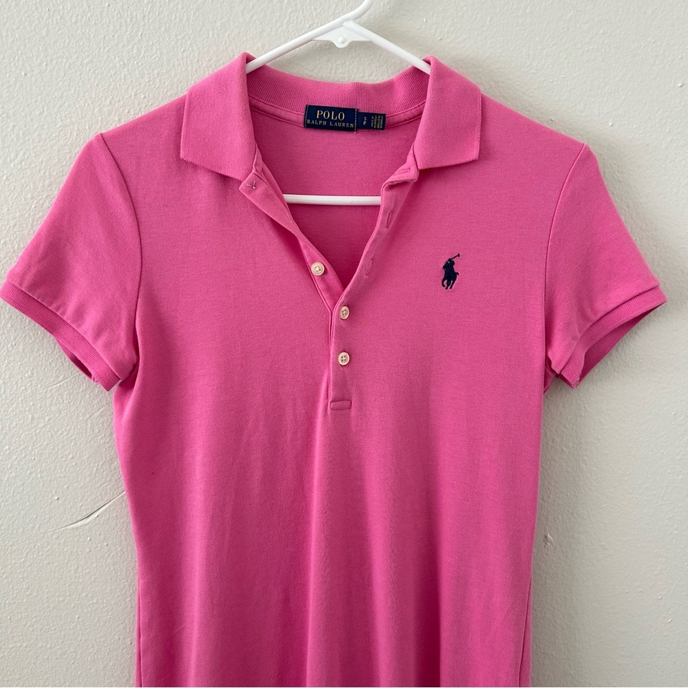 Polo Ralph Lauren Shirt Dress Pink Short Sleeve Collared Women’s S Cotton Preppy - Picture 2 of 10